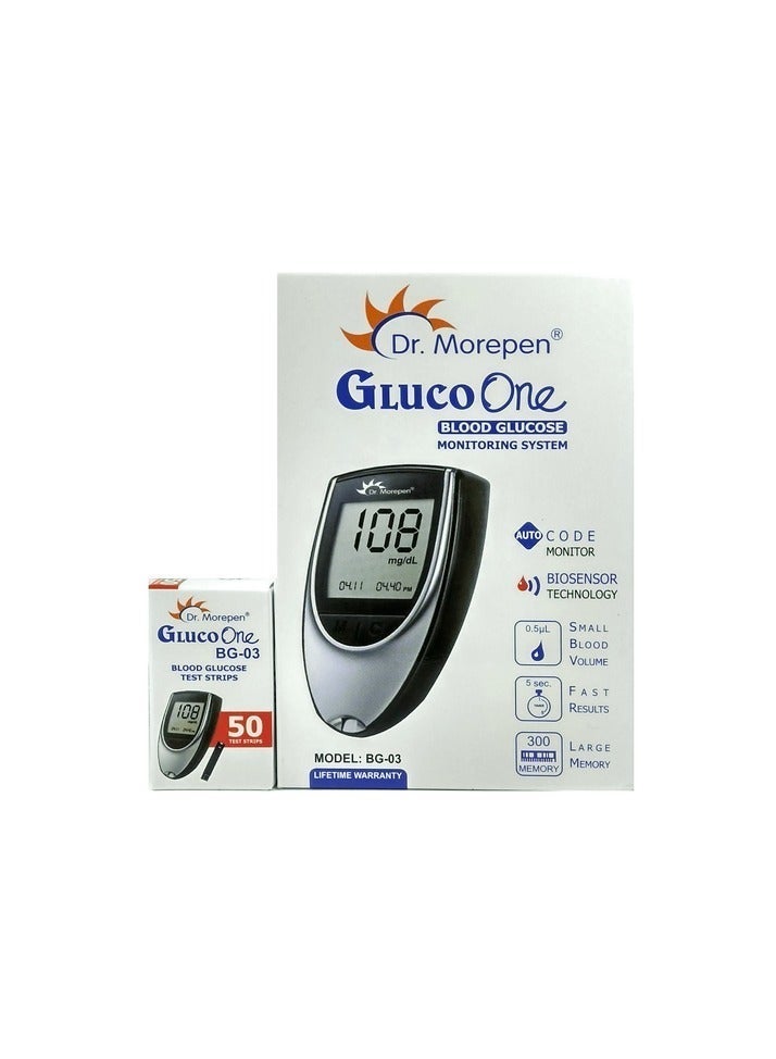 Dr. Morepen BG-03 Gluco One Glucometer Combo, 50 Strips - Image 3